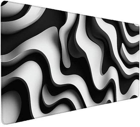 Gaming Mauspad Schwarz, Streifen Mauspad xxl 800x300x3mm Groß Mousepad Gaming Schreibtischunterlage, Wasserdicht und Rutschfest Verbessert Präzision und Geschwindigkeit, Für PC, Deko Home Office S-759