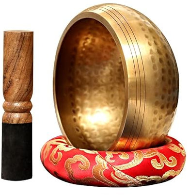 Tibetische Klangschale 8cm Handgehämmert – Klangschalen-Set mit Klöppel, Kissen & Geschenkbox – Singing Bowl aus Kupfer für Meditation, Yoga, Chakra