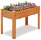 HOMASIS Huerto Urbano de Madera Abeto, 120 x 60 x 81 cm, Jardinera Elevada Terraza Exterior con Orificio de Drenaje, Compartimento de Almacenamiento, para Jardín, Balcón, Casa (marrón Rojizo)