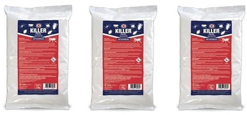 Killer Polvo 3kg. Sustituto de Garrapatin. Insecticida en Polvo de Amplio Espectro para desinfección y Control de plagas en ganadería y Animales domésticos