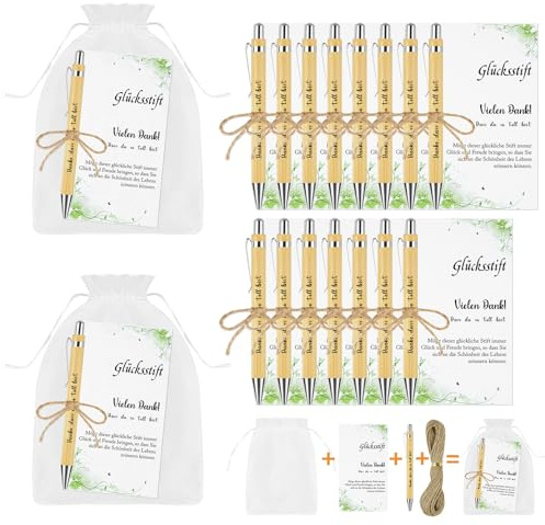 OFFCUP 15 Sets Danke Kugelschreiber Glücksstift Dankeschön Geschenke, Abschiedsgeschenke für Kollegen mit Grußkarten, Kleine Abschlussgeschenke für Mitschüler Lehrer