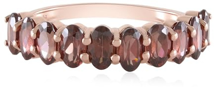 Cavill rosévergoldeter Silberring mit 10 pinkfarbenen Zirkonen Ovalschliff 3,219 ct aus Kambodscha, moderner Zirkonring Damen Schmuck, Größe 17-20, 22x23 mm