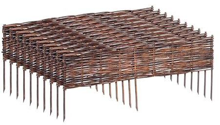 Relaxdays Beeteinfassung, Weide, 5er Set, HxB: 20 x 100 cm, zum Stecken, Beet & Rasen, niedrige Beetumrandung, braun
