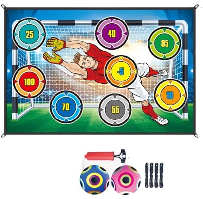 Shurhome Paquete de entrenamiento de fútbol portátil con tabla colgante y 2 balones de fútbol, perfecto para jugar en el jardín o en el garaje Sport Set de regalo para niños