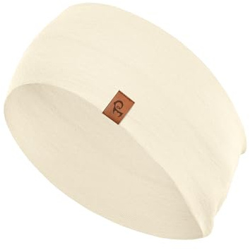 menique Damen 100% Merino Sport-Yoga-Stirnband Haarband, Cremeweiß