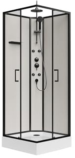 Vente-unique-Cabina de ducha de hidromasaje de fibra de bamb˙ - Negro mate - L80 x W80 x H225 cm - ARDALI