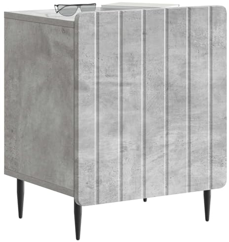 vidaXL Nachttisch 2 pcs Betongrau 43 x 34,5 x 52 cm Holzwerkstoff, Wohnzimmer, Vintage-Eleganz, rechteckiger Beistelltisch, Nachtisch mit Stauraum, aus Holz, Schwarze Metallbeine