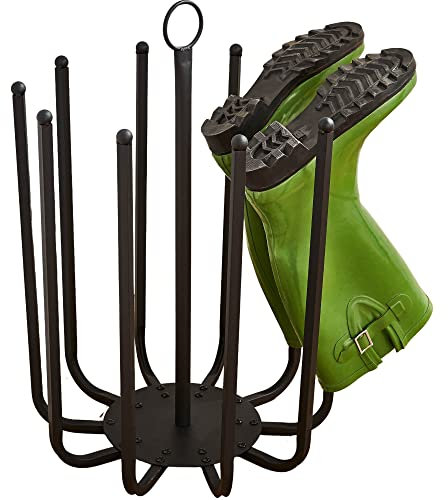 Direct Online Houseware 5 Pair Black Round Boot Shoe Rack Welly Holder Stand Storage Organizer, ROW2522, 43cm x 43cm x 56cm