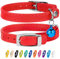 CollarDirect Collier pour Chat en Cuir de Sécurité avec Sangle Elastique et Cloche - Noir, Bleu, Rouge, Orange, Vert Lime (Rouge, 20-28 cm)