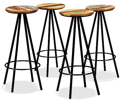 vidaXL 4X Barhocker Barstuhl Tresenhocker Bistrohocker Thekenhocker Küchenhocker Bar Stuhl Hocker Tresenstuhl Thekenstuhl Recyceltes Massivholz