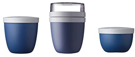 Mepal - 3-tlg. Snackpot - Lunchpot Starter-Set Ellipse - Praktischer Behälter zur Aufbewahrung & für Transport von Lebensmittel - Tiefkühltauglich - Spülmachinenfest - Nordic Denim