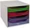 Exacompta 228699D Ablagebox Linicolor mit 4 Schubladen für DIN A4+ Dokumente. Ecobox mit hoher Kapazität für mehr Platz auf dem Schreibtisch Big Box Grau|bunt