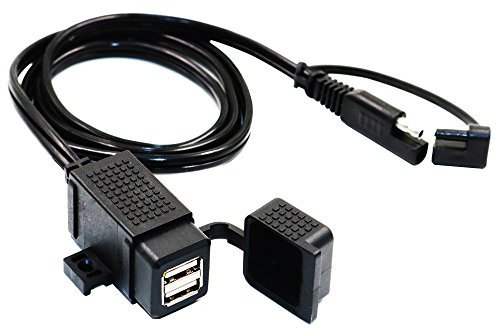 Motopower 3,1Amp - Kit di caricabatterie USB doppio per moto, impermeabile, con cavo terminale SAE