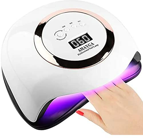 AMAYGA Lampara LED Uñas 168W Profesional Secador de Uñas LED UV Lampara Uñas Gel Semipermanentes Maquina Uñas Luz Lamp con Sensor Automatico,4 Temporizadores Manicura/Pedicure Nail Art Hogar el Salón