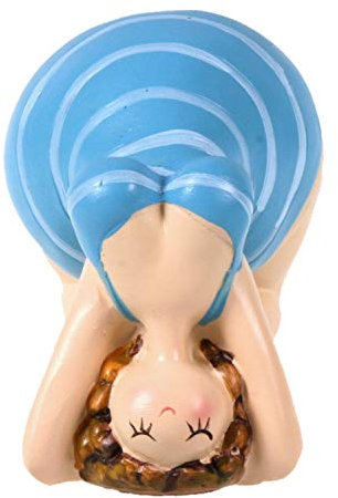 Schick-Design Yoga Dame im blauen Badeanzug 11 cm Figur Brücke Set Bandhasana Mädchen Rubensfrau mollige Dame Badenixe Dicke Frau Badezimmer Pilates Joga