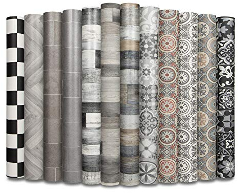 casa pura Revêtement de Sol PVC - Film Vinyle pour Meuble & Sol - Stickers Effet Bois - Sol PVC Rouleau Antidérapant Durable (Aspect Parquet Gris Cuban Oak 909M 100x400 cm)