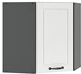Vicco Eckhängeschrank R-Line, Küchen-Eckschrank, Weiß Landhaus/Anthrazit, 57 cm