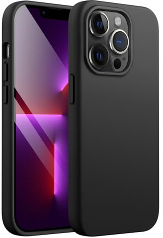 JETech Silicone Case for iPhone 13 Pro 6.1-Inch, Silky-Soft Touch Full-Body Protective Phone Case, Shockproof Cover with Microfiber Lining (Black)