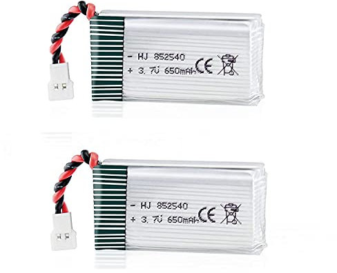 YUNIQUE GREEN-CLEAN-POWER - Batteries Lipo 3.7V 650mAh 25C pour Drone Syma X5C X5 | Compatibles avec Cheerson CX-30W, Skytech M68, Wltoys F949 | Ensemble de 2, Argent