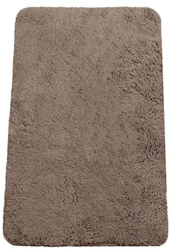 Brandsseller Badezimmerteppich 60x90 cm Badvorleger Badematte Badteppich rechteckig Chenille rutschfest saugstark maschinenwaschbar - Taupe