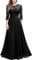 MIUSOL Women's Retro Floral Lace 3/4 Sleeve Wedding Bridesmaid Maxi Dress (Small, Black)