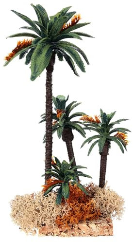 Holyart Palmen-Gruppe 20 cm hoch aus PVC, weiß, Natur und Im Freien, Modern, Tischplatte, glänzend, Handgemacht aus PVC und Kork
