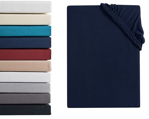 Hometex Premium Textiles Mikroflausch Spannbettlaken | Spannbetttuch Teddyflausch 100% Mikrofaser | Oeko-TEX®Standard 100 - In vielen Größen und Farben | 90-100 x 200 cm Navy