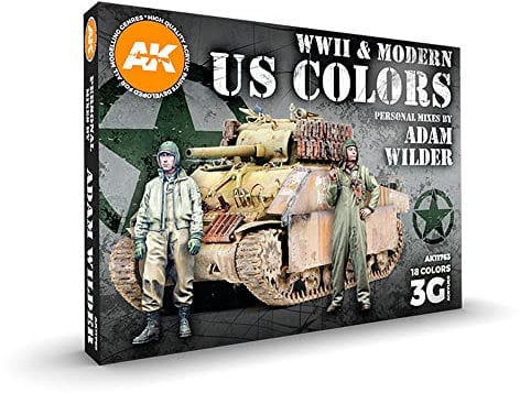 AK Interactive 3G 18 Color Paint Set - WW2 & Modern US Colors - Personal Mixes By Adam Wilder