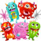 Monster-Party-Luftballons, Monster-Mottoparty-Dekorationen, 2 Folienstern-Ballons und 5-teiliges Aluminium-Monster-Ballon-Set, Monster-Bash-Party-Dekoration, Zubehör für Kindergeburtstag, Halloween,
