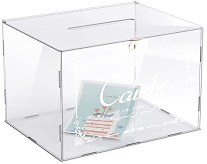 ShawFly Acryl-Hochzeitskartenbox, transparent, Hochzeitspostkasten, Geldgeschenkkarten-Box, Halter für Hochzeitstag, Party, Empfang, Abstimmung, Aufbewahrungsbox