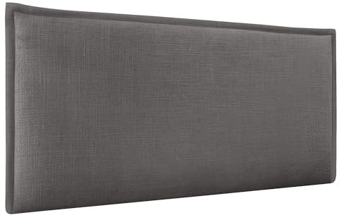 DHOME Tête de lit en Lin Naturel uni avec Bordures Tête de lit rembourrée Chambre à Coucher Moderne Top Trending (Gris Foncé, 110cm (Lits 80/90/105))
