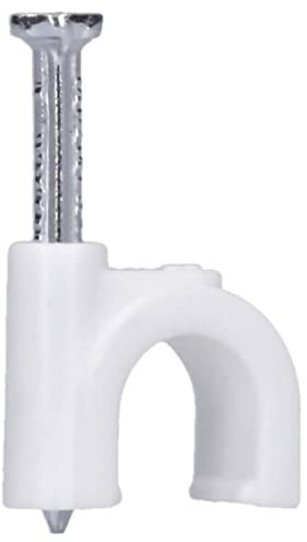 50 Stück Voxura Nagelschelle Kabelschelle Rundschelle 8 mm mit Nagel Ø 1,8x25 mm weiß