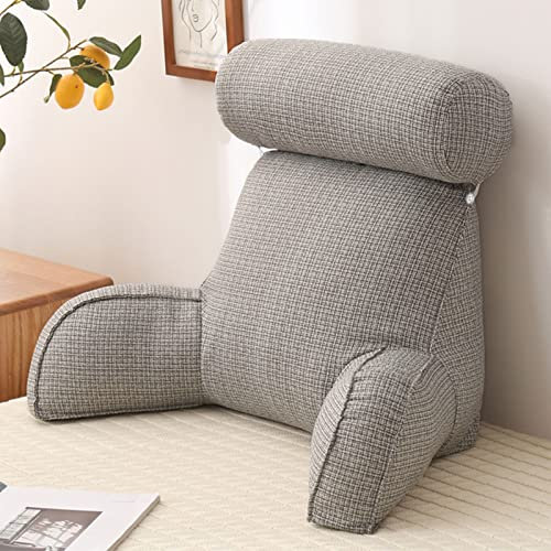CLEMMO Lesekissen,Stützkissen,Rückenkissen mit Armlehnen,mit Abnehmbarer Nackenrolle und Seitentasche,Für Sofa/Bett,Lesen und Fernsehen