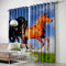 Thermovorhang Orange Schwarzes Pferd Scheibengardinen Weich Verdunklungsvorhänge Wohnzimmer Vorhänge Schlafzimmer Vorhang Blickdicht Scheibengardine Schallschutz Verdunkelungsvorhang 2x140x160cm