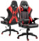KRAKEN CHAIRS Gaming Stuhl Kunstleder - Schwarz-Rot - Bürostuhl - Ergonomisch Computer Stuhl Gamer - 130 kg Belastbarkeit - Verstellbare Armlehne Lendenkissen