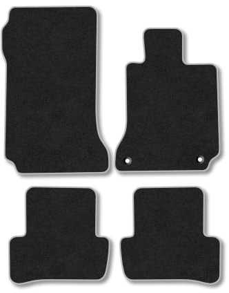 Mercedes C-Class (2008-2014) [Saloon, Estate, Automatic] Carpet Car Mats | Grey Edge Trim Tailored Fit Floor Mats Full Coverage Protection Accessories Easy Clean Anti Slip Made in the UK