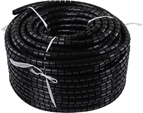 Enrouleur de Câble en Spirale Noir Enroulé en Spirale pour Câble, Gaine de Protection de Fil de Tuyau, Gestion du Cordon pour TV, Ordinateur, Bureau, Maison, Mur(Diamètre 22 mm 50 m)
