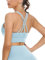 icyzone Damen Sport BH Starker Halt Gepolstert Training Bustier Top Fitness Yoga BH (M, Baby Blue)