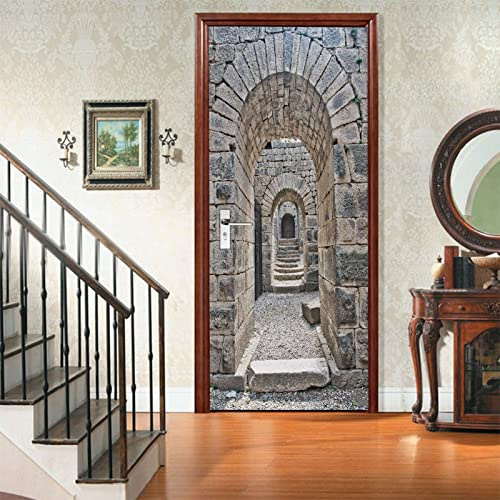 A.Monamour Türtapete Selbstklebend Türfolie Türposter 3D Bergama Akropolis Torbögen In Der Antiken Stadt Pergamon Türkei Vinyl Folie Türdeko Tapete Wandbild Türaufkleber Türtattoo 90 x 200 cm