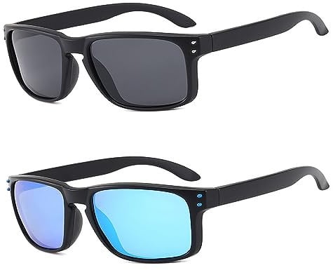 Sunwuun 2 Stück Polarisierte Sonnenbrille Herren Damen,Klassische Retro-Sonnenbrille Polarisiert,Farbige Modegläser Blendschutz,Sunglasses Man Woman,Golf Angeln Reisen Outdoor Sport Sonnenbrille
