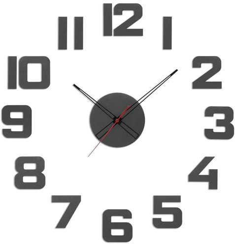PRIM Veneer Colorino DIY Wanduhr, Made in EU, Holz Wand-Deko ∅ 600-1000 mm, 3D Holz-Ziffern, Groß XXL für Küche, Schlafzimmer (Grau)