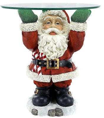 Resin Santa Claus Statues Holding Snack Tray Christmas Figurine with Treats Holder Cake Dessert Stand Fruit Plate for Xmas Party