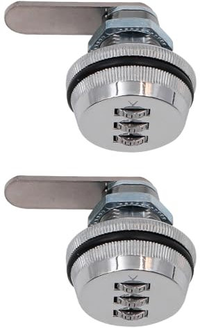 2 Pack ZONADAH Combination Cam Lock Password Coded Cabinet Drawer Lock 20mm Security Locks 3-Digit Password Security Padlock for Office Drawer Cabinet Toolbox Silver