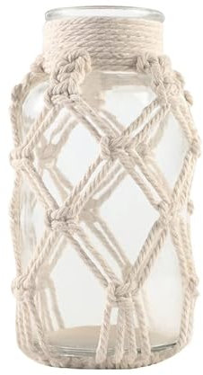 Blumenvasen mit Baumwollseil Abdeckung Gewebte Glasvase Dekorative Blumenflasche für Esszimmer/Schlafzimmer/Badezimmer/Mantel (Baumwollseil)