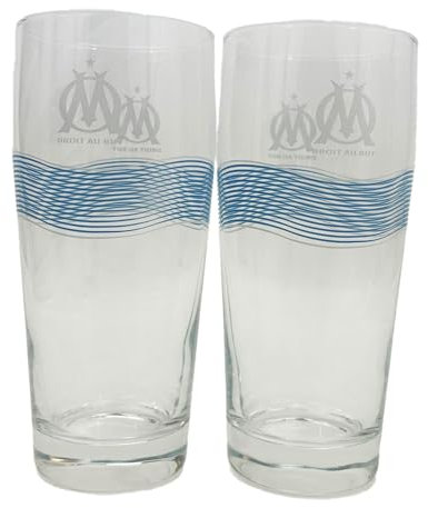 OLYMPIQUE DE MARSEILLE 2 x Verre à Bière 34 cl OM Collection officielle