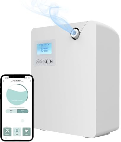 Máquina de Aire aromática Inteligente de 10.1 FL oz para el hogar, difusor de Aceite Esencial sin Agua con tecnología de nebulización, Bluetooth y Control Wi-Fi, Cobertura de 2000 pies Cuadrados