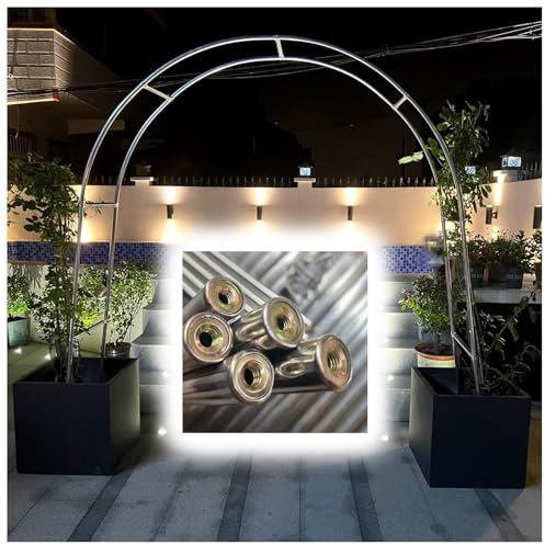 Torbogen Aus Edelstahl Für Den Garten, Rosenbogen Metall, HxB: 230CM/240CM X 120CM, 150CM, 180CM, 200CM, 220CM, 240CM, 260CM, 280CM, 300CM, 320CM, 350CM Rankbogen Für Kletterpflanzen(Size:2.4*2.4m(7.9