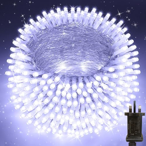 Moxled Fairy Lights Plug in Waterproof - 100M/328ft 800 LED String Lights Mains Powered, 8 Modes Garden Christmas Lights for Outdoor Indoor Bedroom Patio Party Tree Decorations (White)