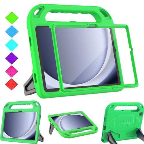 TOPWANT Kids Case with Built-in Screen Protector for Samsung Galaxy Tab A9 Plus 11 inch 2023 (SM-X210/X216/X218), Shockproof Handle Stand Case for Kids, Green