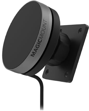 Scosche MEQMRAMPS MagicMount Qi2 15W Wireless Car Charger Mount w/AMPS Mounting Plate Compatible ProClip Vehicle Specific Mount Bases, Magnetic Phone Holder for MagSafe iPhone 12 & Later